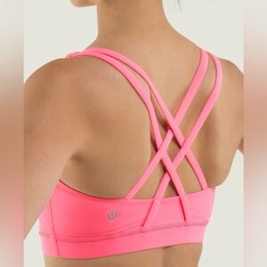 Lululemon Energy Bra, Neon Zing Pink Light, Size 8